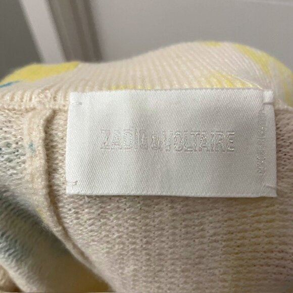 NWT Zadig & Voltaire Tie Dye Steevy Cashmere Pants Joggers Yellow Blue Medium - Picture 9 of 16